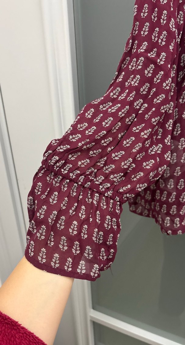 Bordo Bohem Salaş Uzun Kollu Bluz - Görsel 2