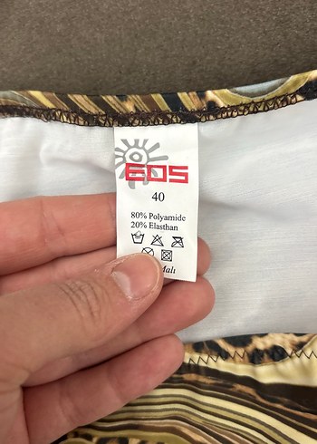 Zincir Detaylı Kahverengi Batik Desenli Bikini - Görsel 2