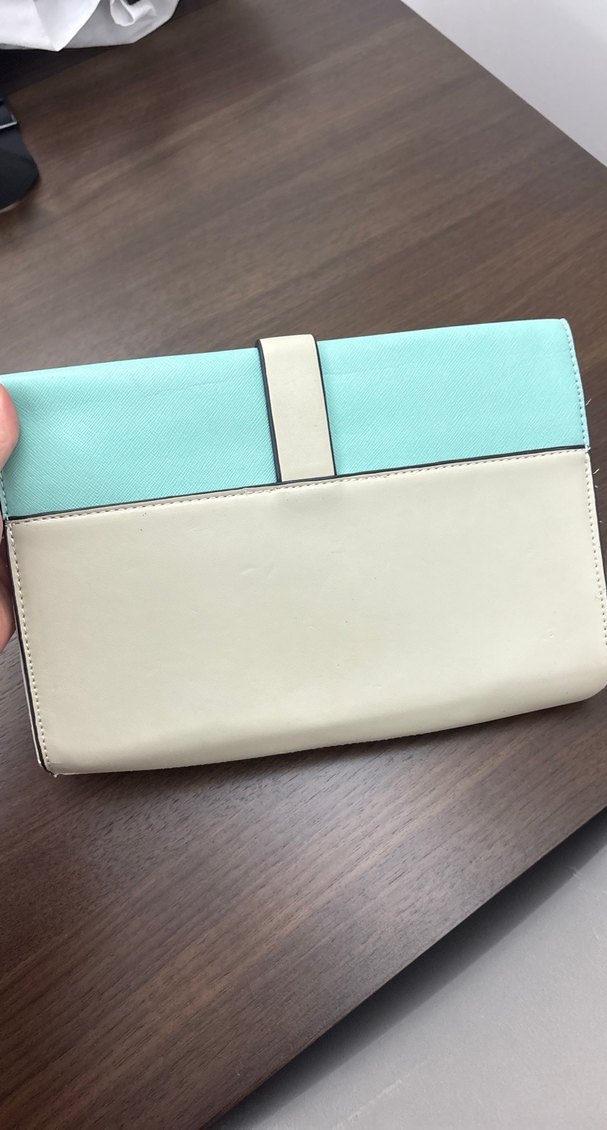 Turkuaz Bej Deri Tokalı Kadın Clutch çanta - Görsel 3