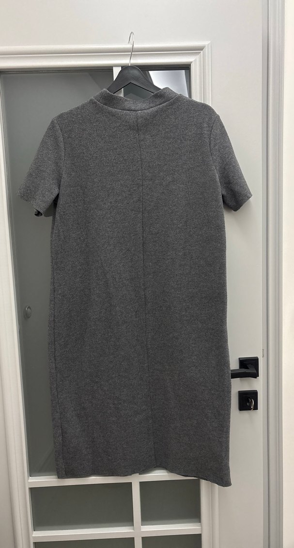 Gri Kısa Kollu Midi triko Elbise - Görsel 4