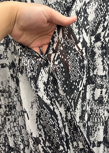 Bohem Gri Yılan Desenli Uzun Elbise - Görsel 6