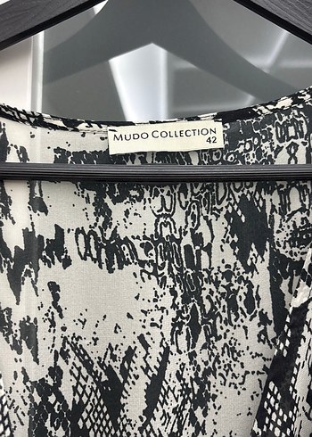 Bohem Gri Yılan Desenli Uzun Elbise - Görsel 2