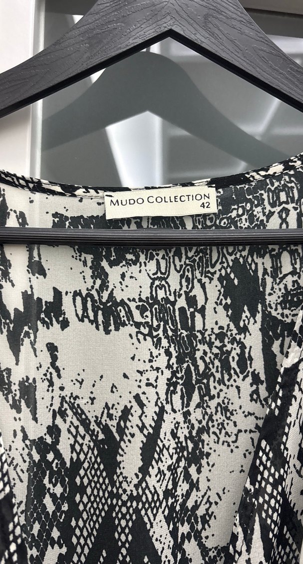 Bohem Gri Yılan Desenli Uzun Elbise - Görsel 2