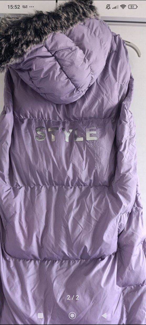 Kadın Mor Uzun Kürklü Yelek - Görsel 2