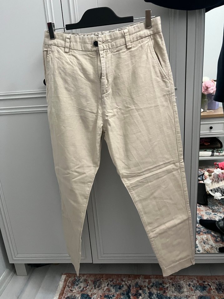 LCW VISION Beyaz Keten Düğmeli erkek Pantolon - Görsel 3