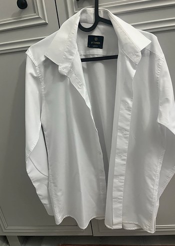 Düğmeli Beyaz Erkek Uzun Kollu Gömlek - Görsel 3