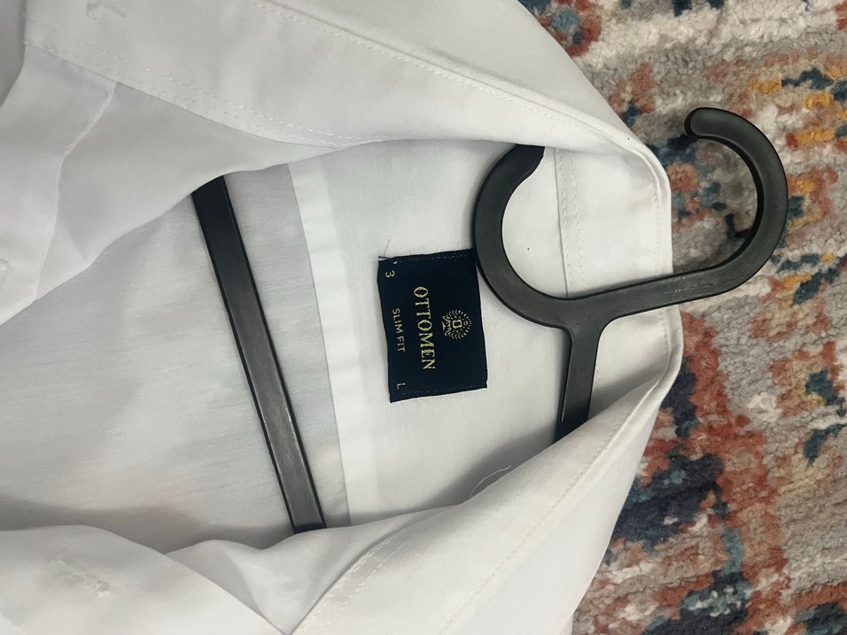 Düğmeli Beyaz Erkek Uzun Kollu Gömlek - Görsel 2