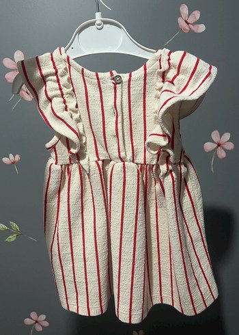 Kırmızı Çizgili Kız Çocuk Elbise - Görsel 2