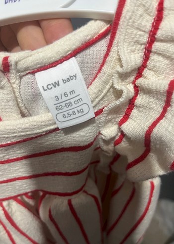 Kırmızı Çizgili Kız Çocuk Elbise - Görsel 4