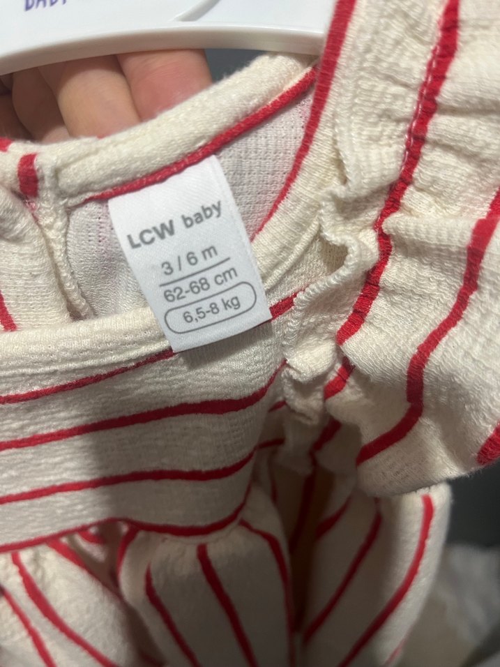 Kırmızı Çizgili Kız Çocuk Elbise - Görsel 4