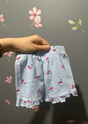 Kız Çocuk Mavi Kiraz Desenli Kısa Kollu Gömlek - Görsel 5