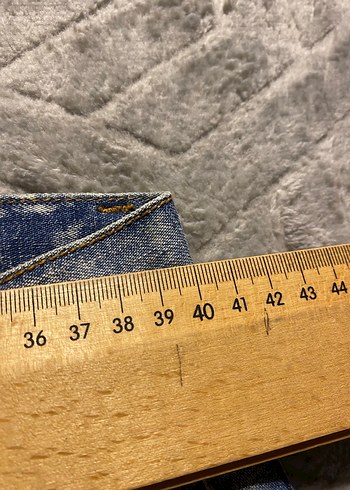 Diğer Pul Detaylı Mavi Bol Kesim Kadın Kot Pantolon