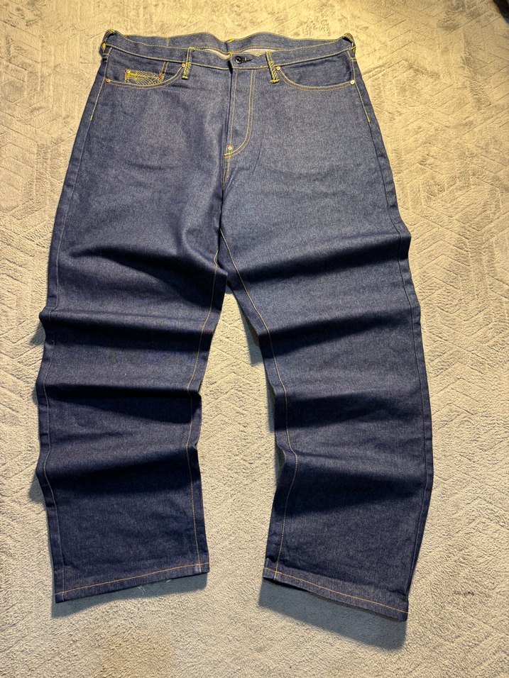 Lacivert Bel Detaylı Bol Kesim Jean - Görsel 3