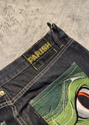 Yılan Baskılı Gri Loose Fit Erkek Kot Pantolon - Görsel 3