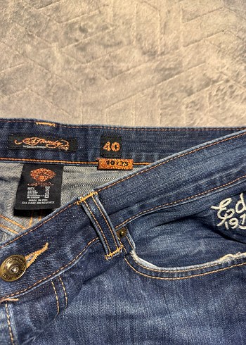 Nakışlı Koyu Lacivert Jean - Görsel 3