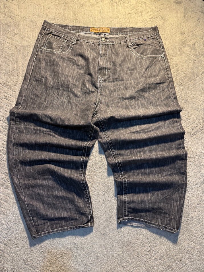 Gri Denim Erkek Street Style Bol Kesim Pantolon - Görsel 3