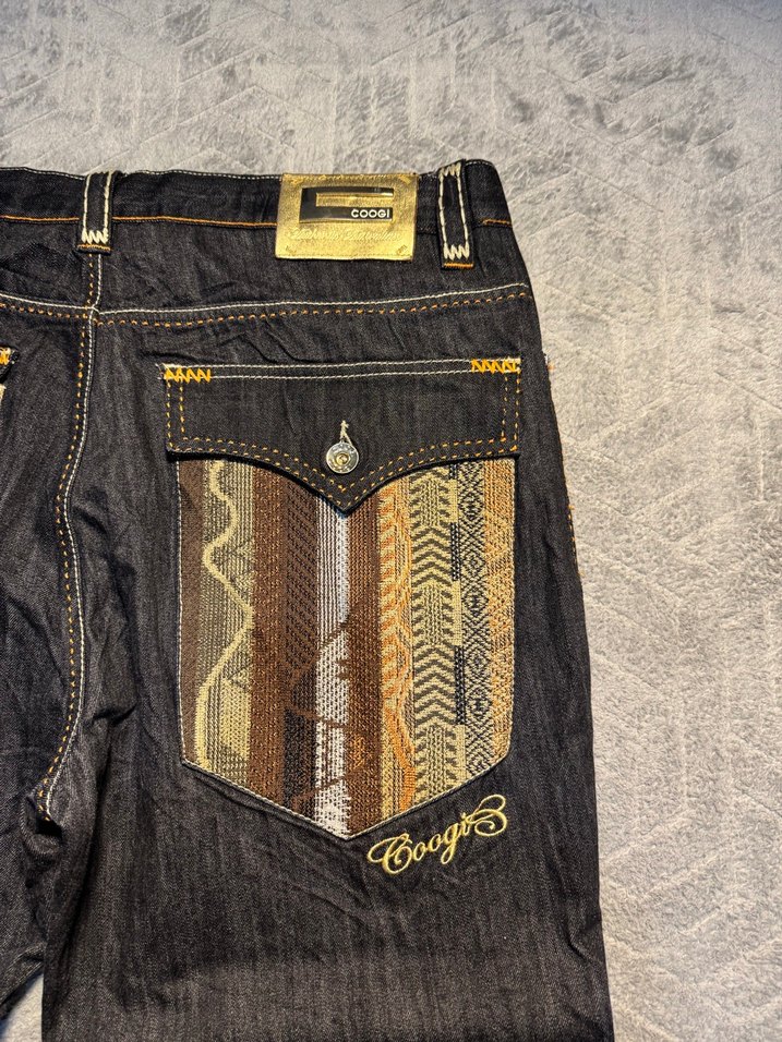 Desenli Kahverengi Kemerli Bol Kesim Erkek Kot Pantolon - Görsel 2