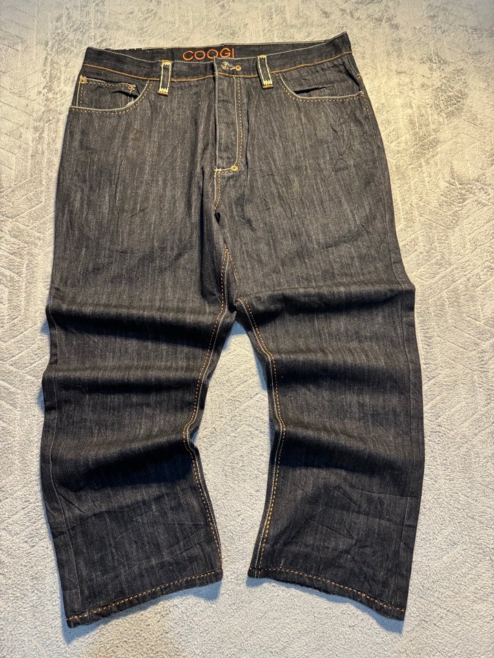 Desenli Kahverengi Kemerli Bol Kesim Erkek Kot Pantolon - Görsel 3