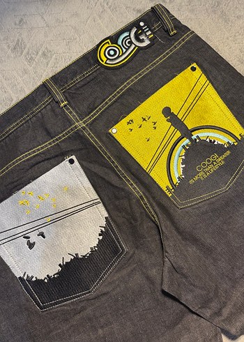 Gri Baskılı Loose Fit Erkek Denim Pantolon - Görsel 2