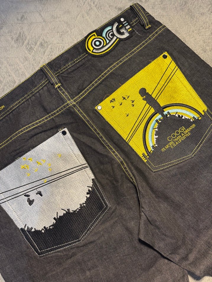 Gri Baskılı Loose Fit Erkek Denim Pantolon - Görsel 2