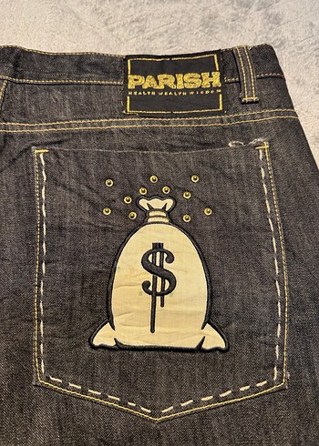 Altın Baskılı Gevşek Kesim Erkek Kot Pantolon - Görsel 3