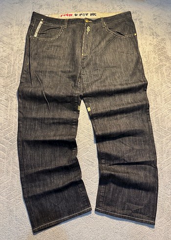 Altın Baskılı Gevşek Kesim Erkek Kot Pantolon - Görsel 4