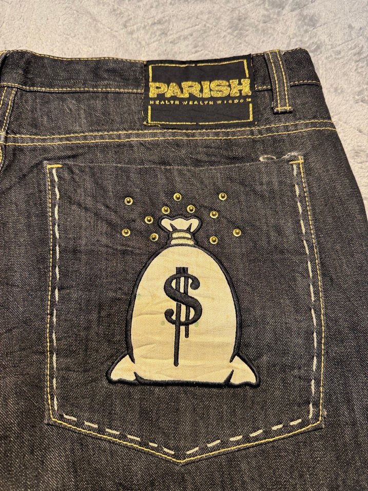 Altın Baskılı Gevşek Kesim Erkek Kot Pantolon - Görsel 3