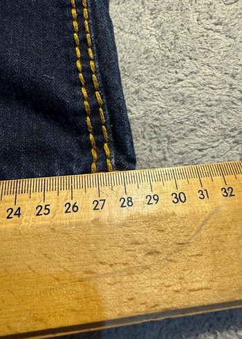 Erkek Lacivert Desenli Bol Kesim Kot Pantolon - Görsel 6