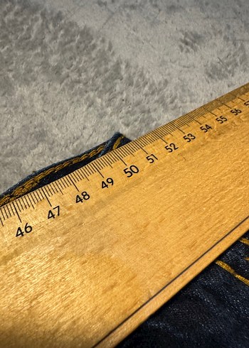 Erkek Lacivert Desenli Bol Kesim Kot Pantolon - Görsel 7