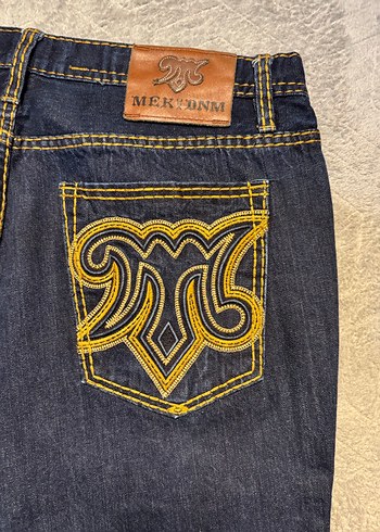 Erkek Lacivert Desenli Bol Kesim Kot Pantolon - Görsel 2