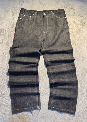 Kemerli Kırmızı Desenli Kot Pantolon - Görsel 3