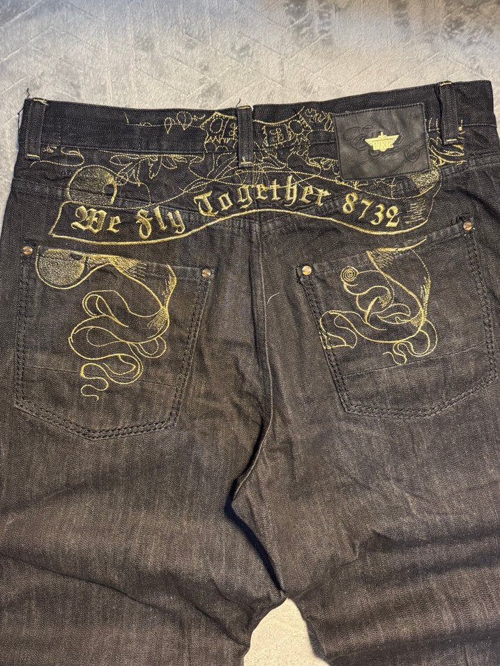 Kemer Detaylı Gri Desenli Erkek Kot Pantolon - Görsel 2