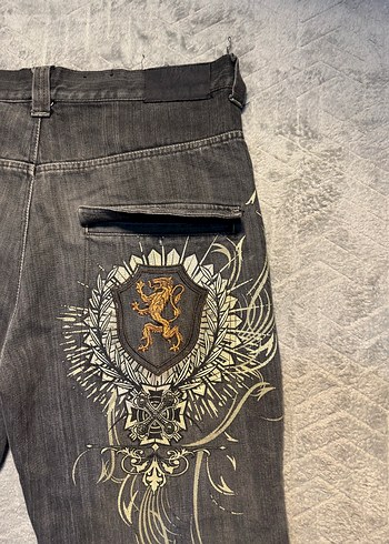 Gri Baskılı Erkek Kot Pantolon - Görsel 2