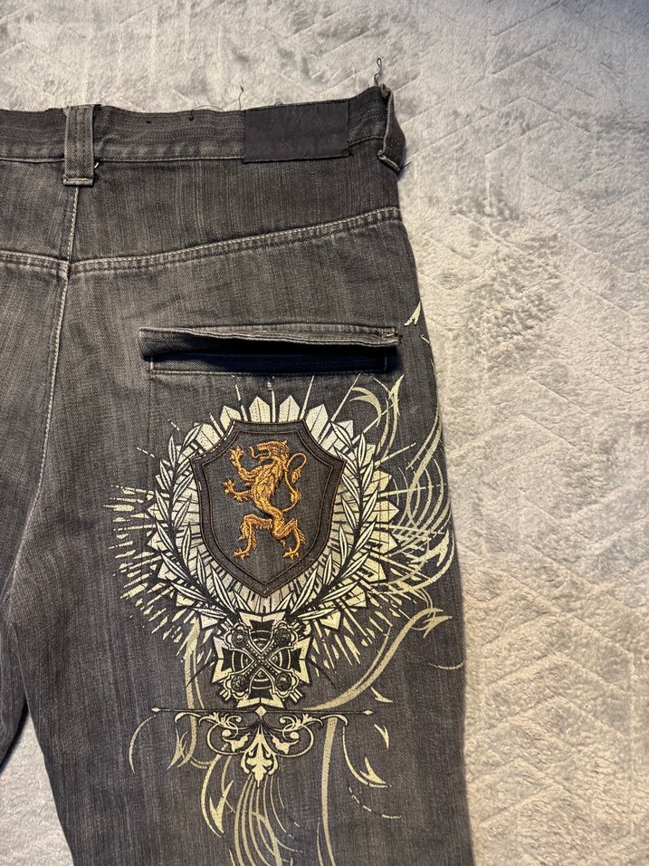 Gri Baskılı Erkek Kot Pantolon - Görsel 2