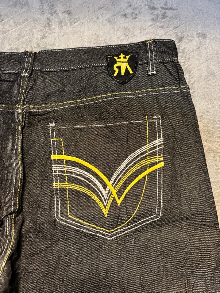 Nakışlı Gri Erkek Kot Pantolon - Görsel 2