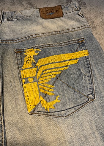 Sarı Kanatlı Sırtta Kemerli Erkek Jean - Görsel 2