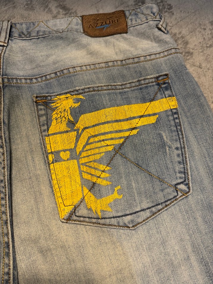 Sarı Kanatlı Sırtta Kemerli Erkek Jean - Görsel 2