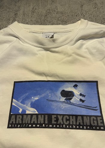 Armani Exchange Beyaz Baskılı Oversize Tişört - Görsel 2