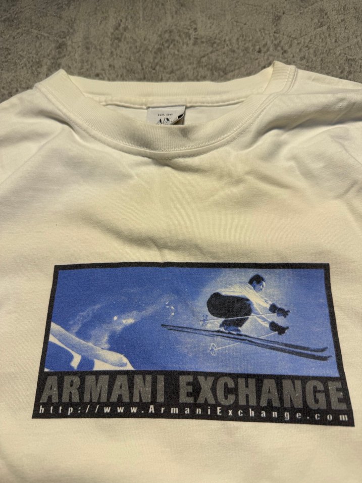Armani Exchange Beyaz Baskılı Oversize Tişört - Görsel 2