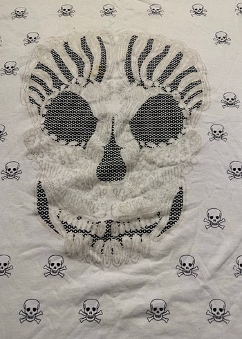 Beyaz Payetli Rock Punk Tişört - Görsel 2