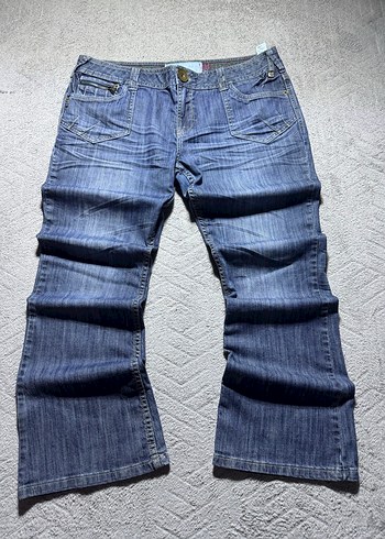 Kadın Lacivert Bol Kesim Midi Kot Pantolon - Görsel 3