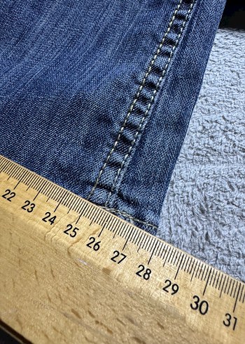 Kadın Lacivert Bol Kesim Midi Kot Pantolon - Görsel 6