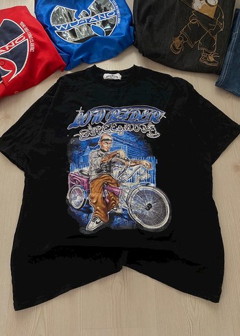 Siyah Baskılı Oversize Streetwear Tişört