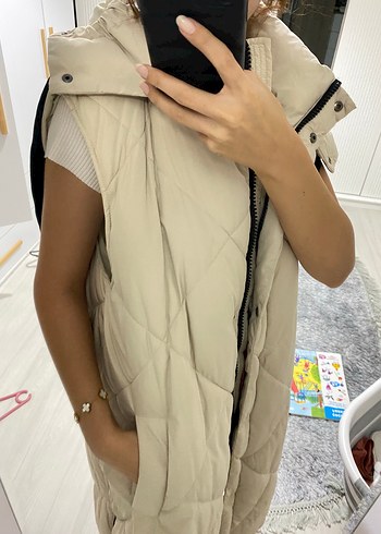 26 Beden camel Renk Şişme Mont Yelek