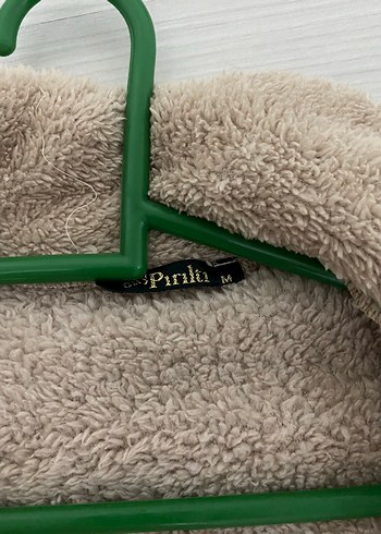 Diğer Düğmeli Bej Peluş Midi Ceket