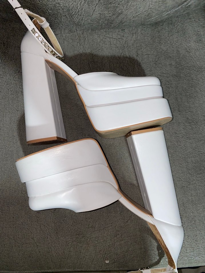 Gelin Ayakkabısı. Beyaz Kadın Platform Topuklu Ayakkabı. - Görsel 4