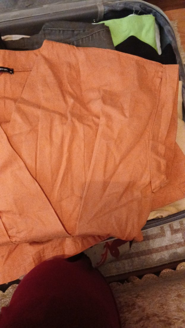 Kiremit rengi kumas V Yaka elbise - Görsel 3