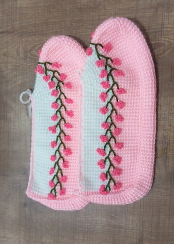 Nakışlı Pembe çeyizlik patik - Görsel 2