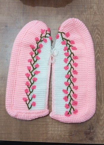 Nakışlı Pembe çeyizlik patik - Görsel 3