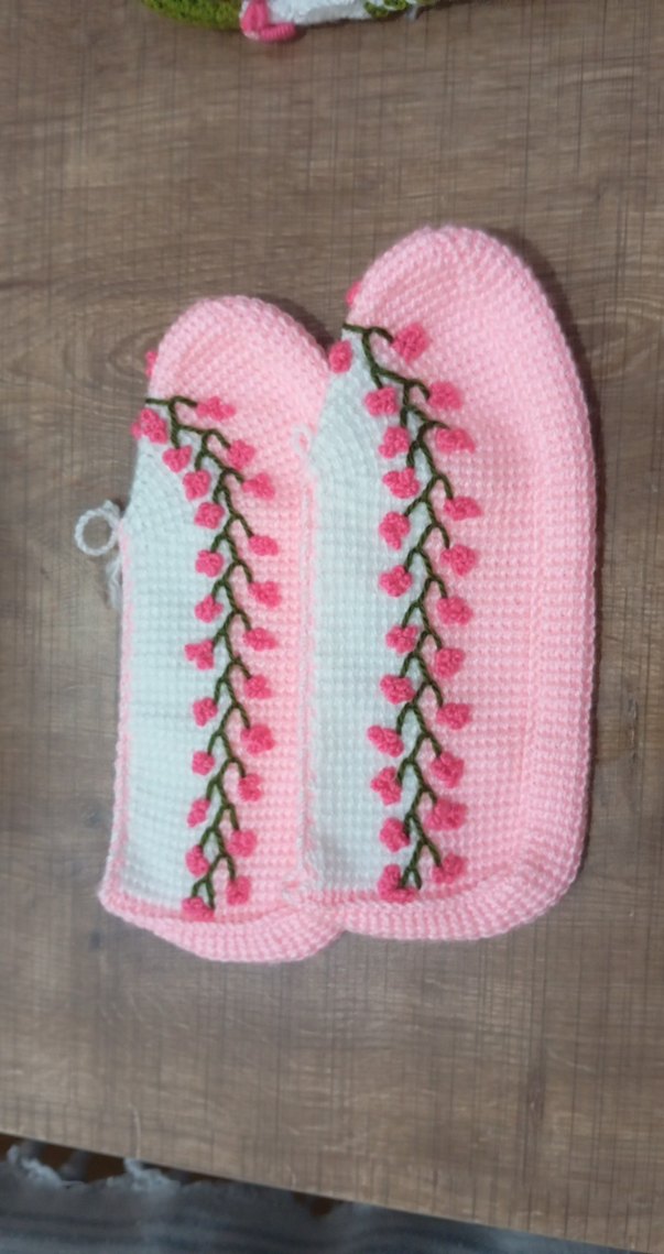 Nakışlı Pembe çeyizlik patik - Görsel 2